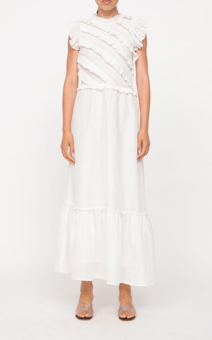 Moda Operandi Sea Eleanor Linen-blend Tiered Maxi Dress