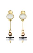 Mahnaz Collection Vintage Moonstone White & Black Agate & 18k Gold Earrings