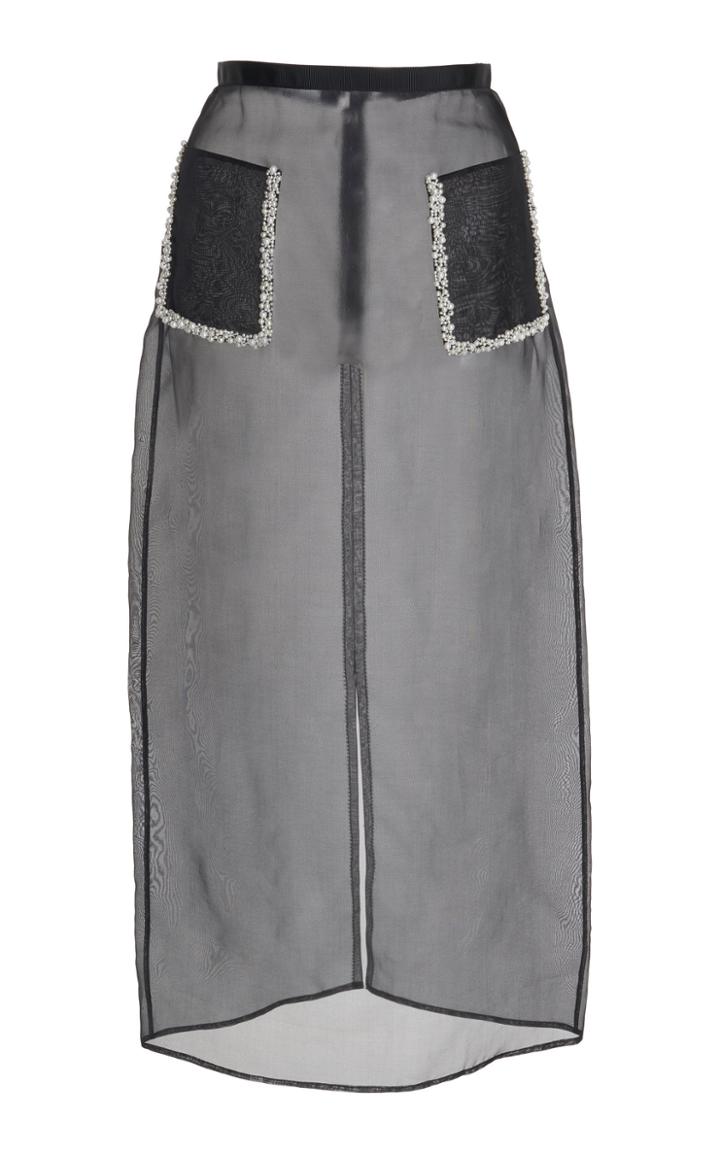 Huishan Zhang Bonnie Pencil Silk Organza Midi Skirt