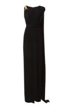 Elie Saab Sleeveless V-neck Sable Dress
