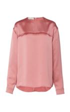 Cdric Charlier Frayed Satin Long-sleeve Blouse