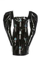 16arlington Puff Sleeve Embellished Leather Mini Dress