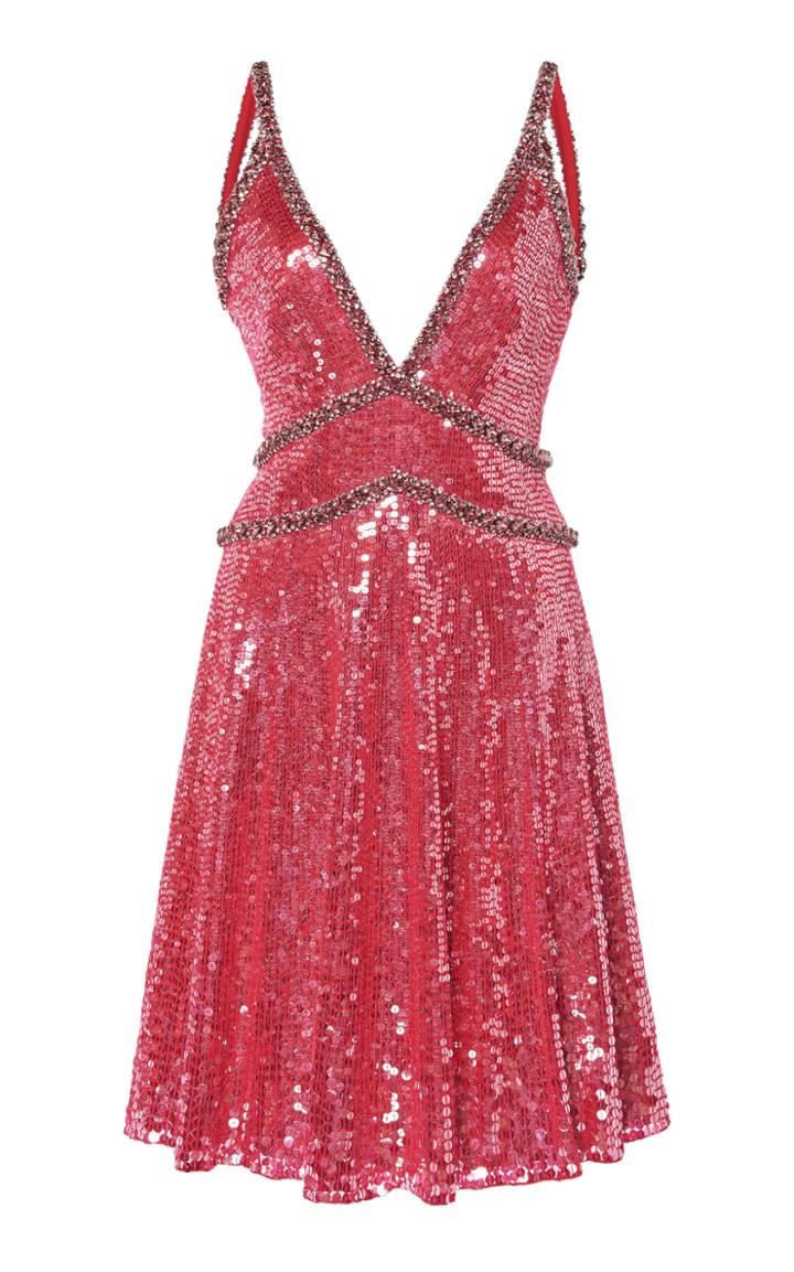 Moda Operandi Jenny Packham V-neck Sequined Mini Dress Size: 6