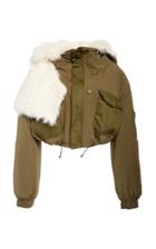 Monse Cropped Fur Hood Bomber Jacket