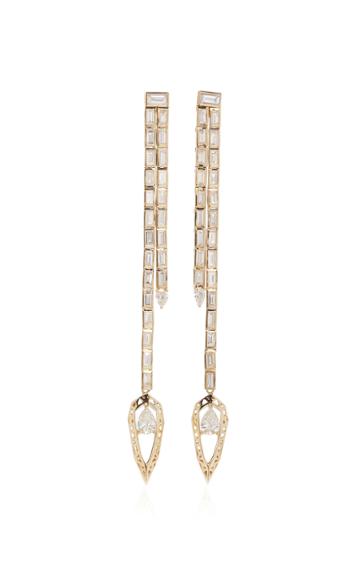 Hueb Baguette & Pear Shaped Diamond Thread Earrings
