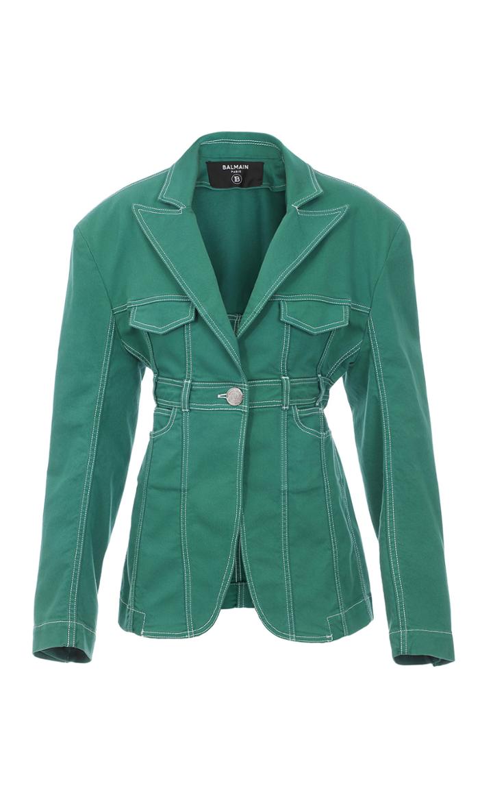 Moda Operandi Balmain Peak-lapel Denim Jacket Size: 34