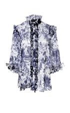 Oday Shakar Printed Ruffle Blouse