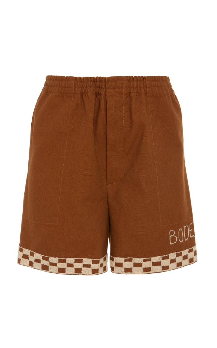 Bode Checkerboard-trimmed Cotton Rugby Shorts