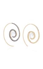 Noor Fares Spiral Moon Earrings In Yellow Gold With Moonstone & Diamonds