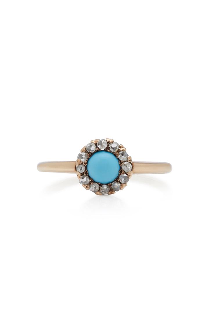 Vela 10k Gold Turquoise And Diamond Ring