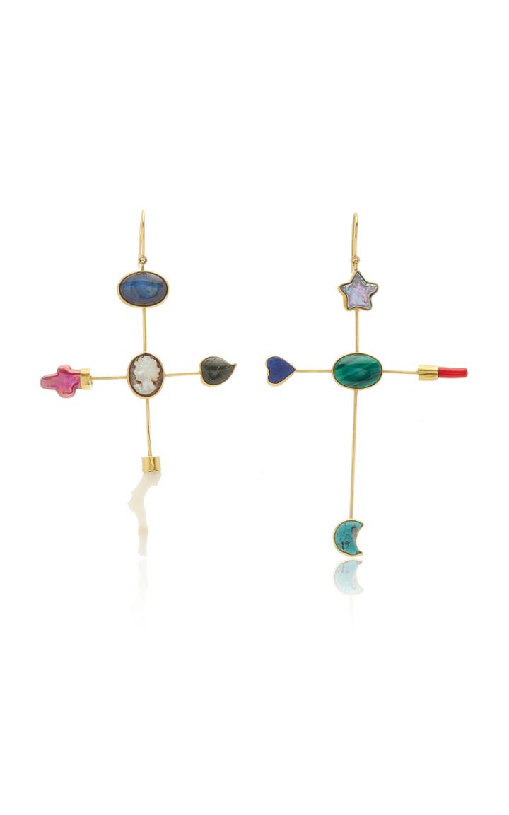 Moda Operandi Grainne Morton Lapis Cross Earrings