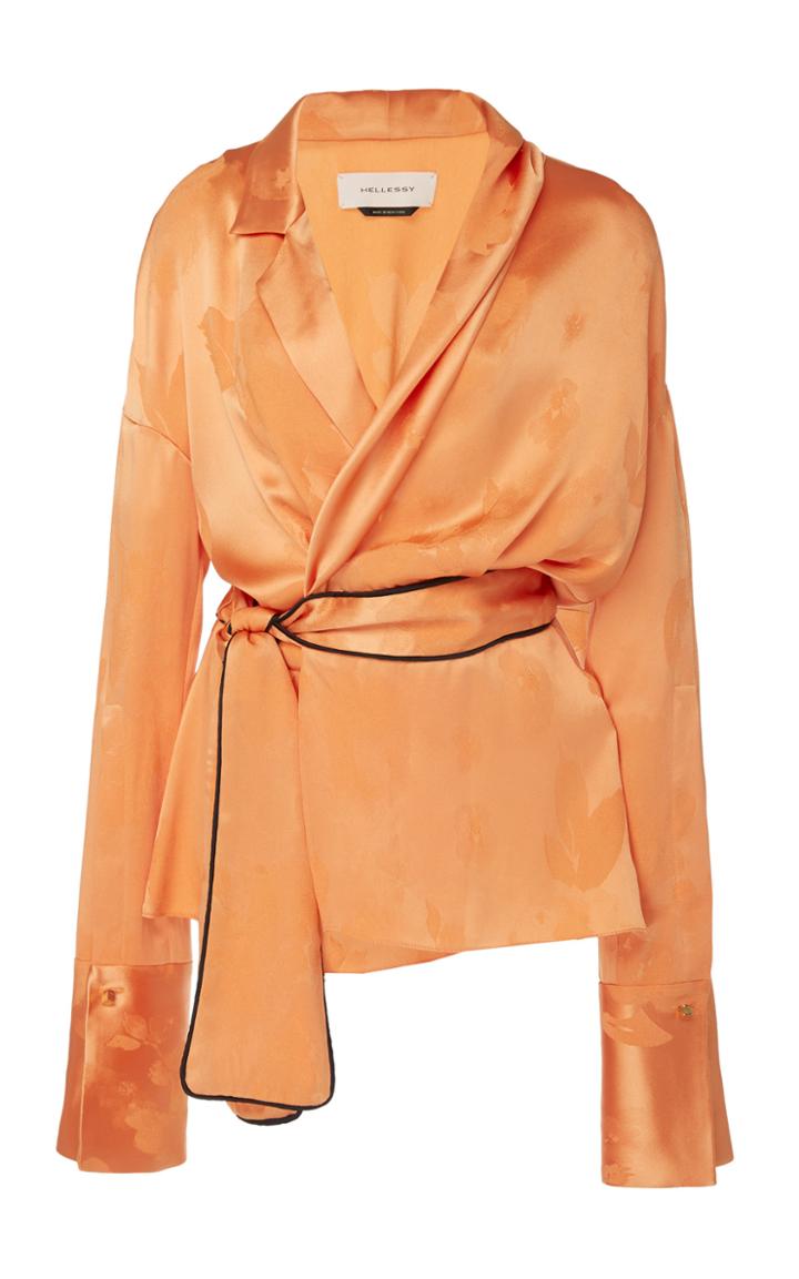 Hellessy Dali Satin-effect Jacquard Wrap Blouse