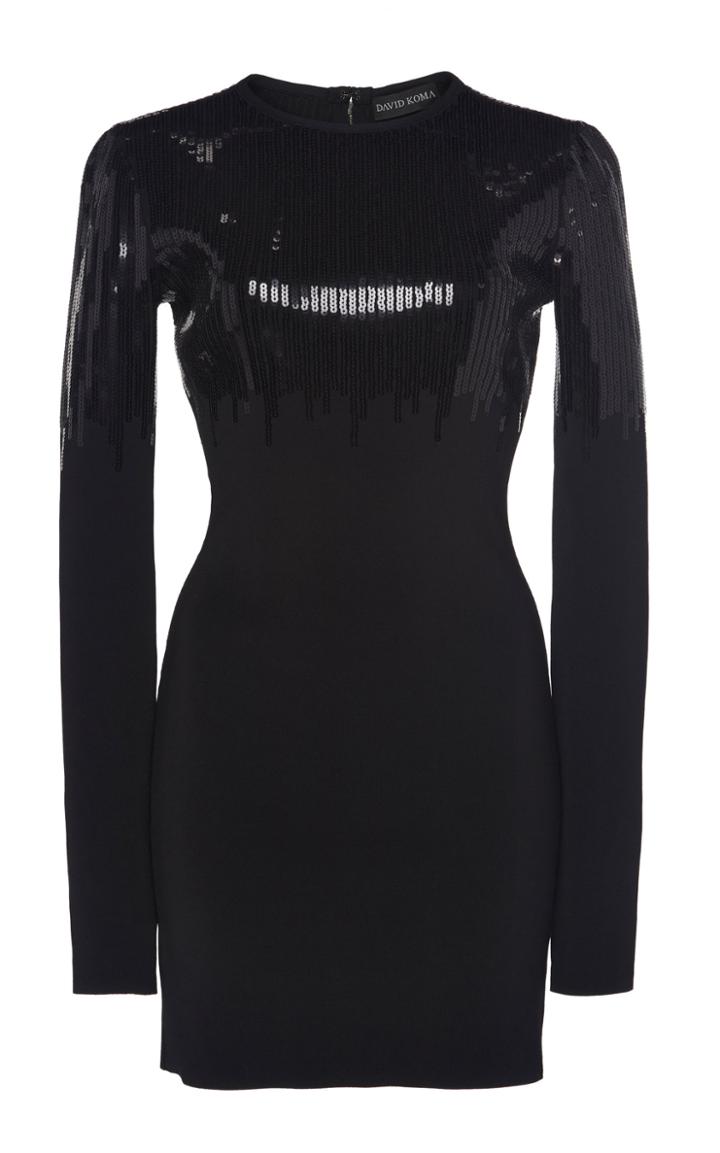 David Koma Sequin Embroidered Knit Dress