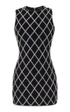 Balmain Grid Crystal-embellished Velvet Dress