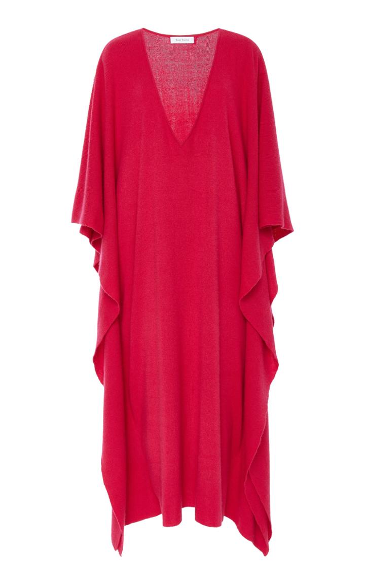Ryan Roche Heavy Knit Shawl V-neck Dress