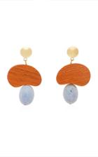 Sophie Monet The Amulet Gold-plated, Mahogany Wood And Agate Earrings