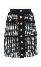 Balmain Button-up Tweed Mini Skirt