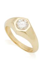 Moda Operandi Lizzie Mandler Hexagon Pinky Ring With Round White Diamond