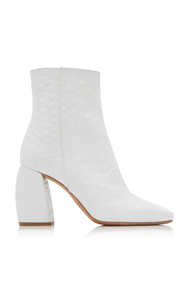 Tibi Bronson Ostrich Ankle Boots