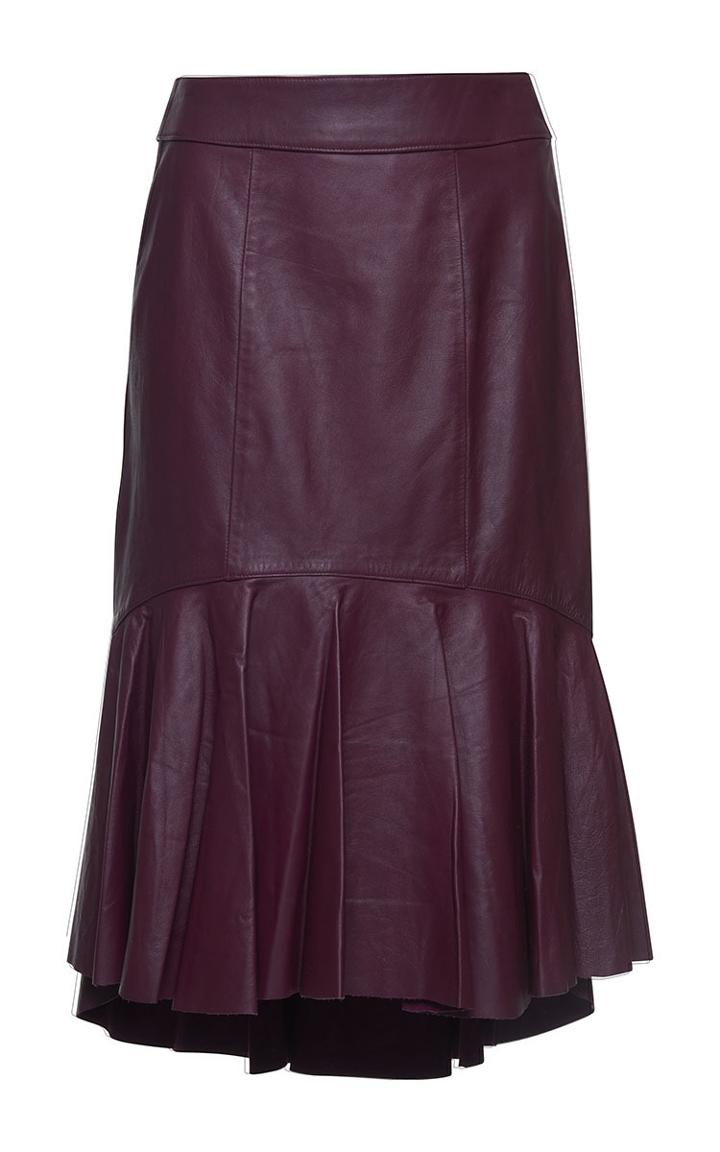 Isolda Renata Asymmetric Leather Skirt