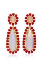 Bounkit 14k Gold-plated Chalcedony And Red Coral Drop Earrings