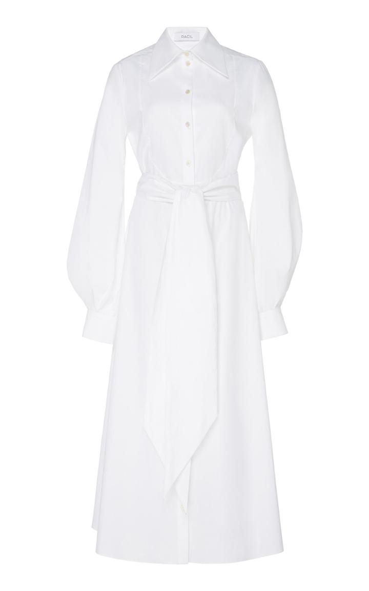 Racil Mamounia Backless Tie Tuxedo Shirt Dress