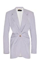 Moda Operandi Brandon Maxwell Longline Twist-detailed Striped Linen Jacket Size: 0