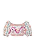 Juliet Dunn Embellished Cotton Crop Top
