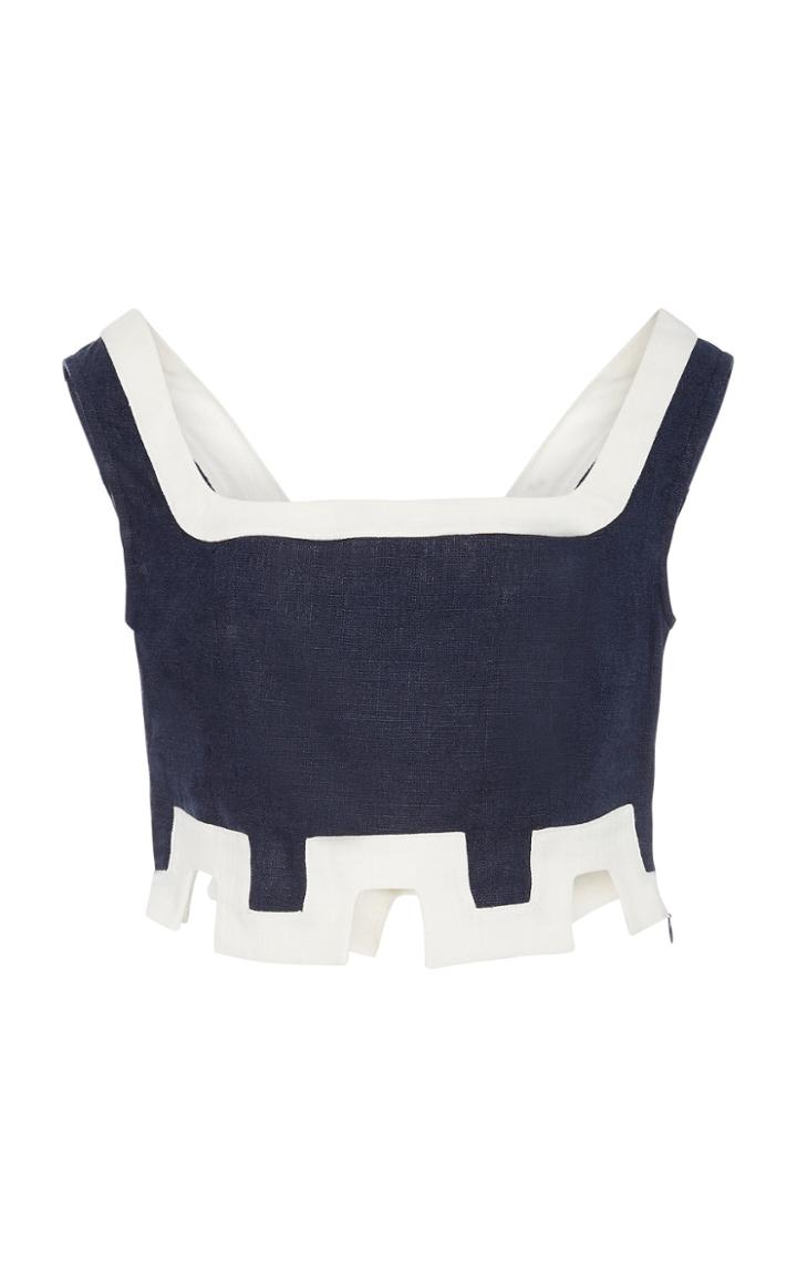 Staud Bert Cropped Chambray Top
