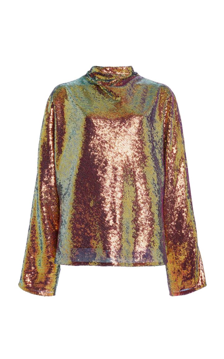 Moda Operandi Sally Lapointe Iridescent Sequin Dolman Sleeve Top