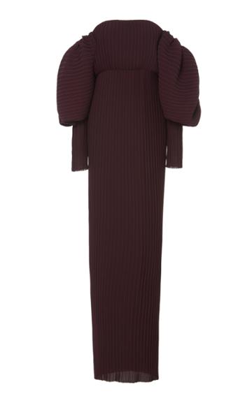 Solace London Tasmin Off-the-shoulder Pleated Puffed-sleeve Maxi Dress