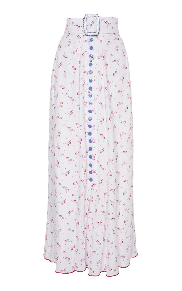 Gl Hrgel Floral Linen Belted Maxi Skirt