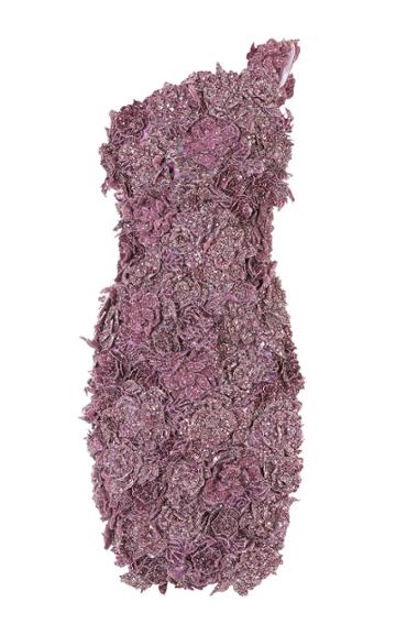 Balmain Long One-shoulder Floral-embellished Sequined Top