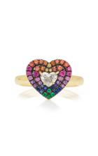Jemma Wynne 18k Yellow Gold Heart Ring With Pink Sapphire And Diamonds