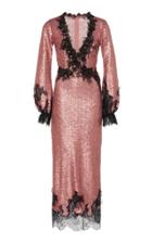 Costarellos Lace-trimmed Sequined Dress