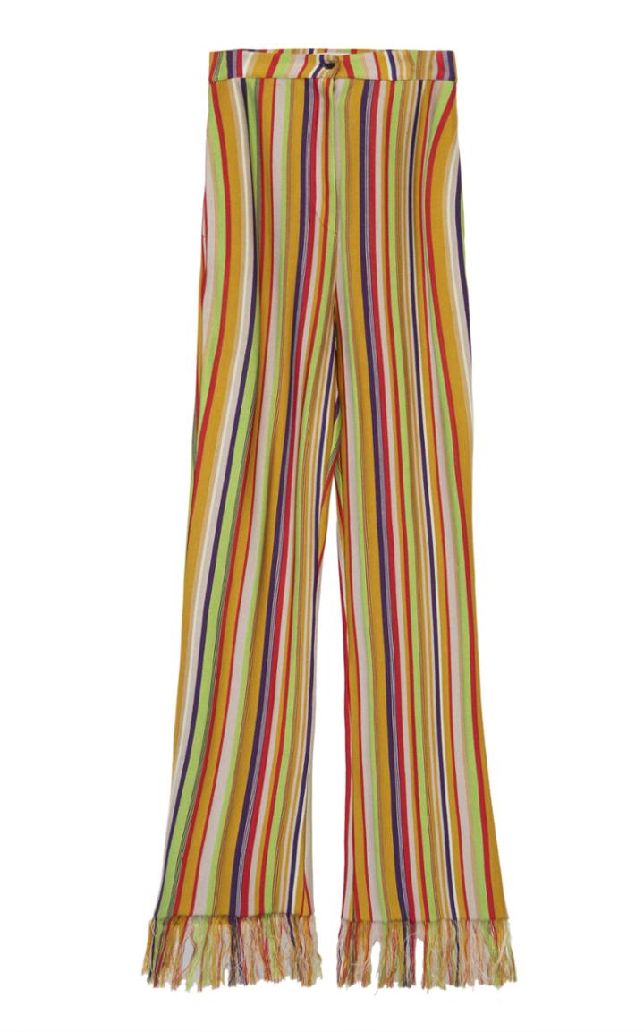 Moda Operandi Kenneth Ize Fringed Silk Straight-leg Pants