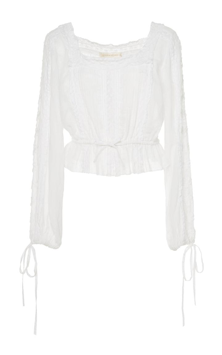 Loveshackfancy Pippa Semi-sheer Tie-detailed Cotton Top