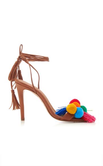Alameda Turquesa Anna Pom Pom Lace Up Sandals