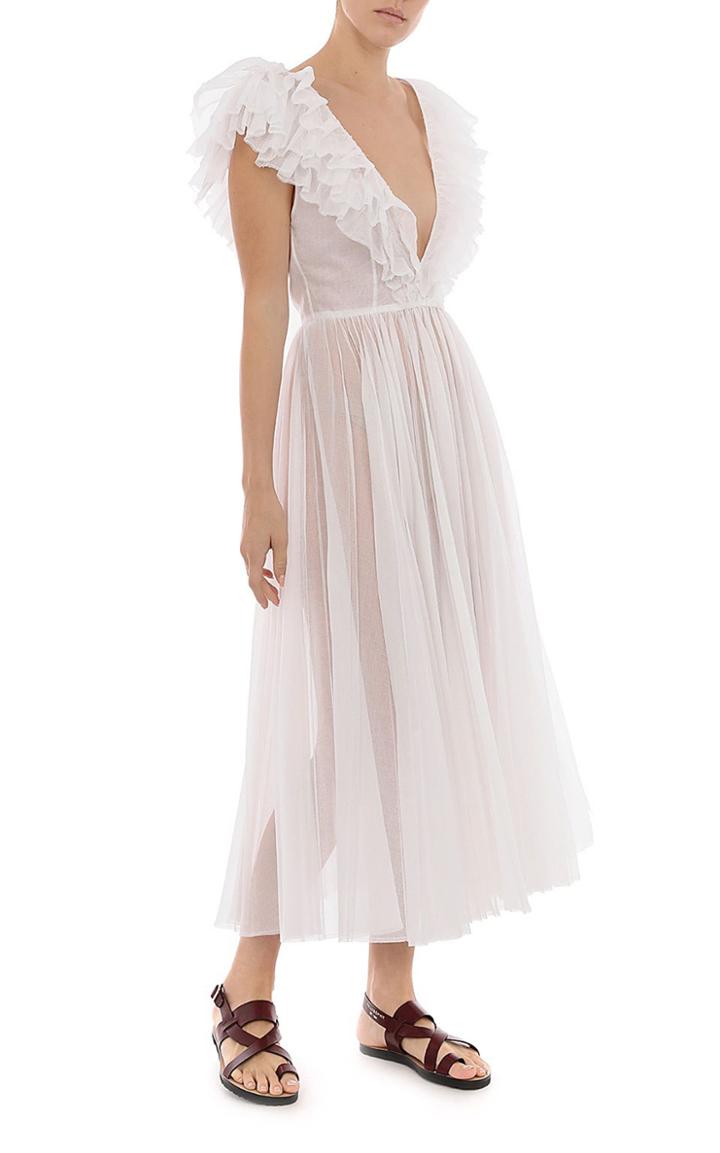 Moda Operandi Philosophy Di Lorenzo Serafini Ruffle-trimmed Cotton-plisse Dress