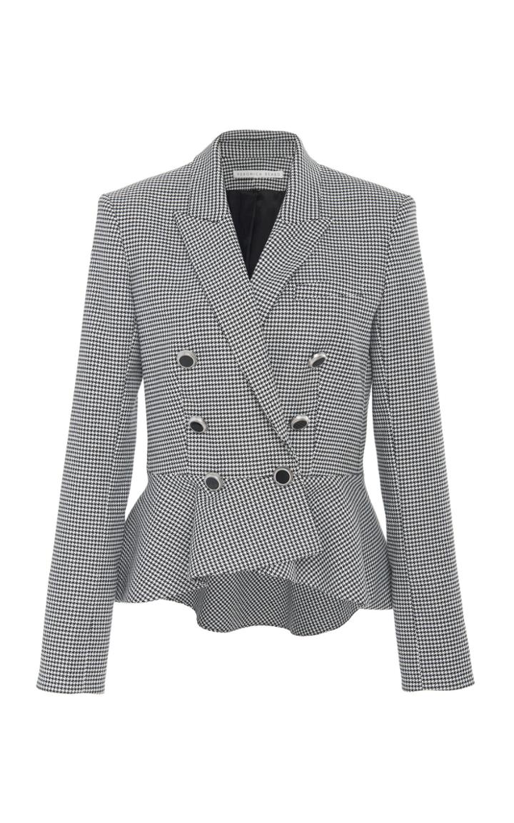 Veronica Beard Rhodora Tailored Peplum-hem Cropped Houndstooth Jacket