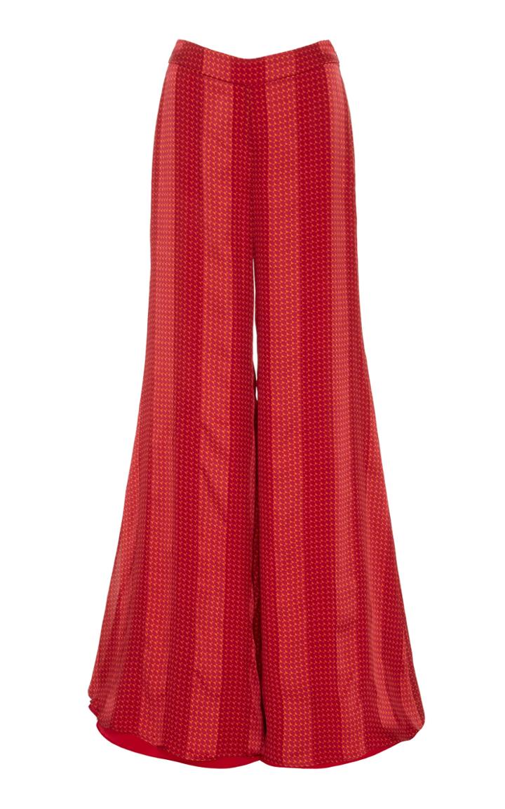 Alexis Sanjit Geo-print Silk Flared-leg Pants