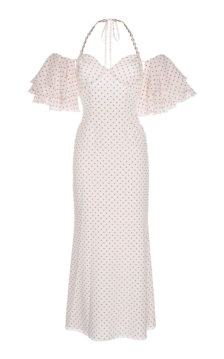 Alessandra Rich Polka Dot Off The Shoulder Dress
