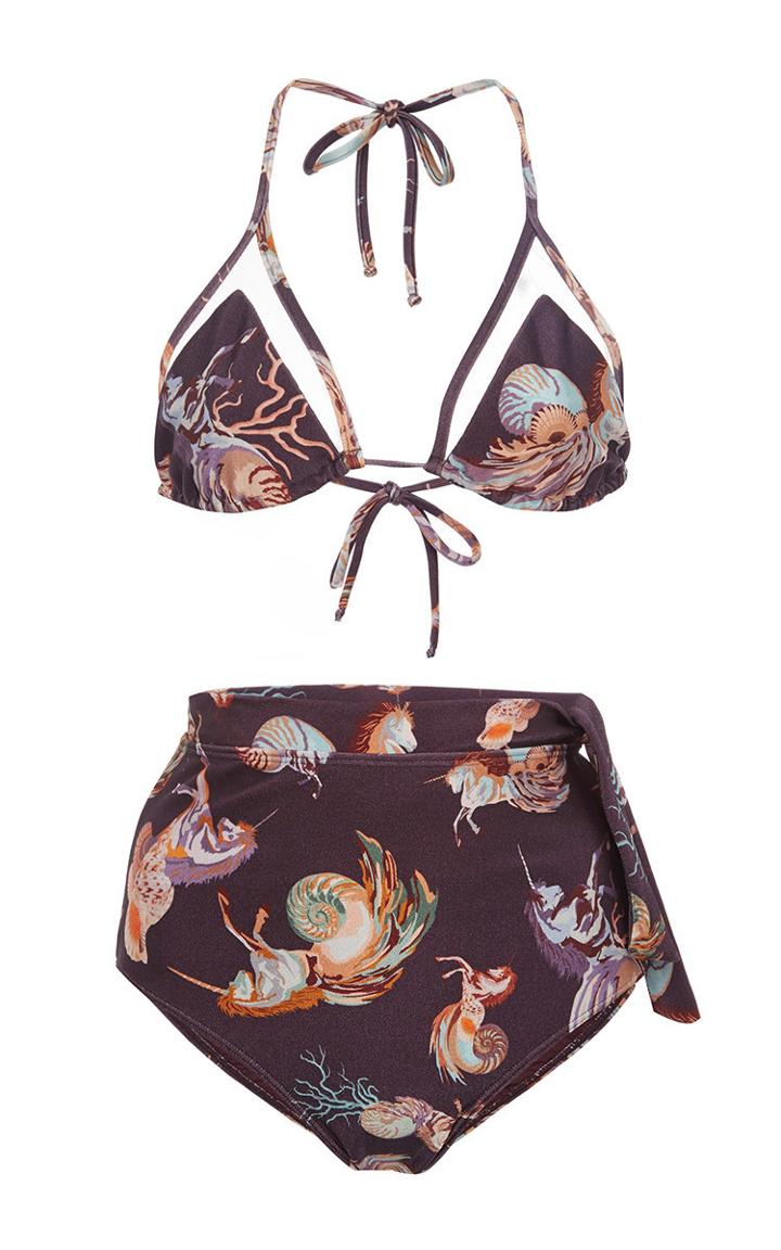 Adriana Degreas Unicorn Print Bikini Set With High Waisted Briefs