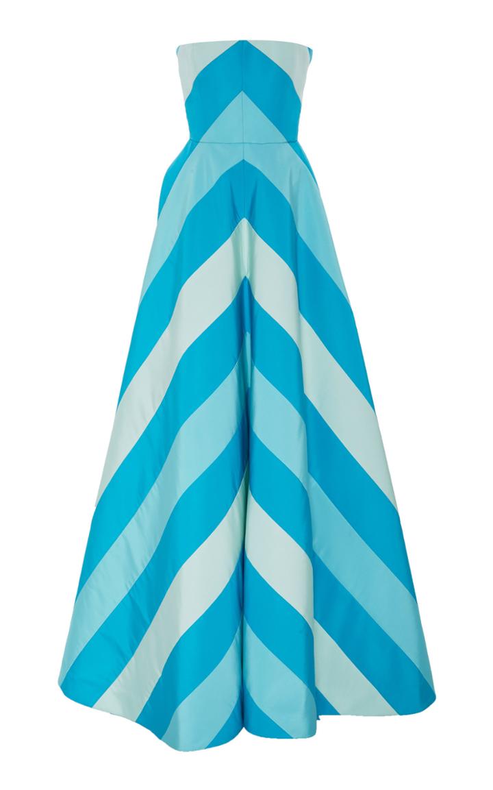 Carolina Herrera Strapless Chevron Gown