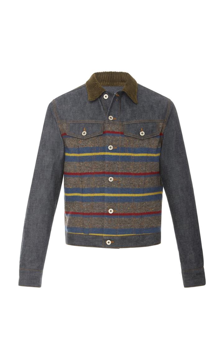 Loewe Striped Denim And Corduroy Jacket