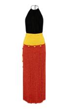 Christopher Esber Color-blocked Rib-knit Halterneck Dress