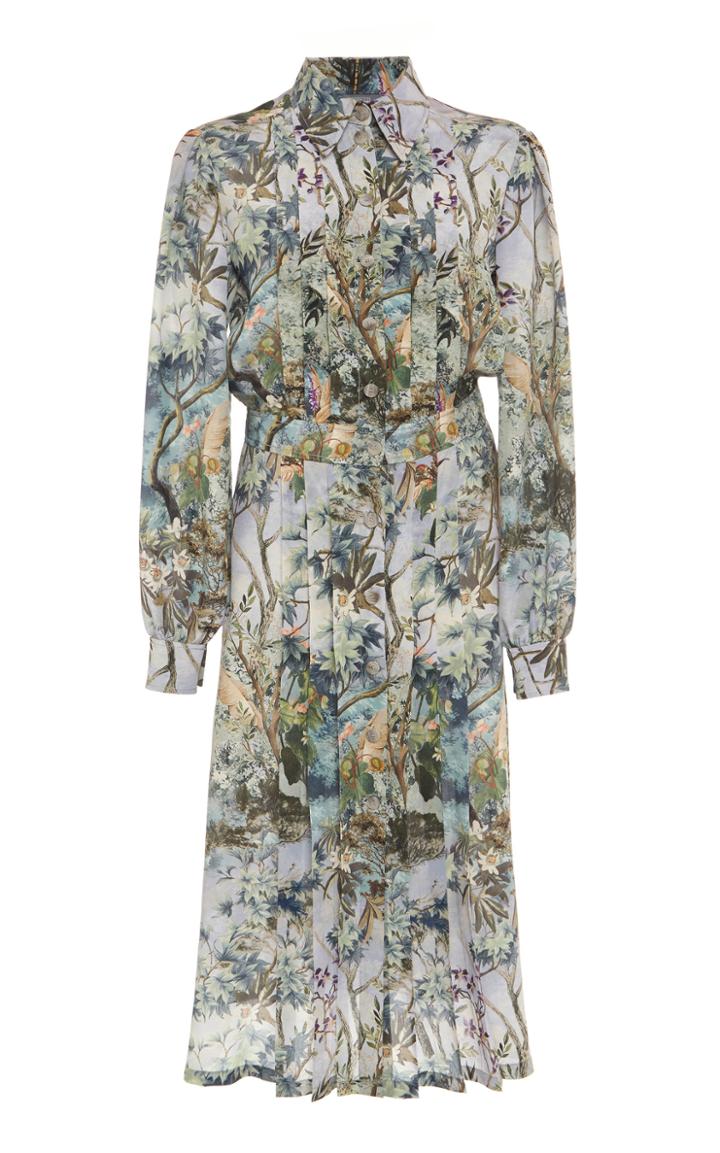 Moda Operandi Alberta Ferretti Floral Crepe De Chine Shirt Dress