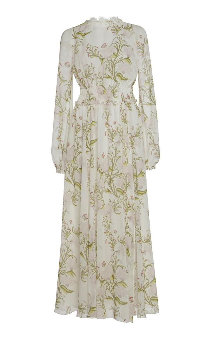 Giambattista Valli Flora Print Chiffon Midi Dress