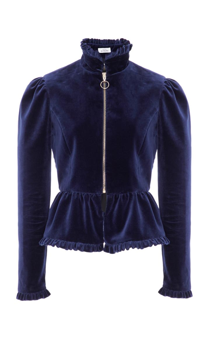 Maison Di Prima Alicia Ruffle Velvet Top