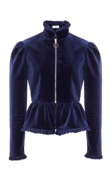 Maison Di Prima Alicia Ruffle Velvet Top